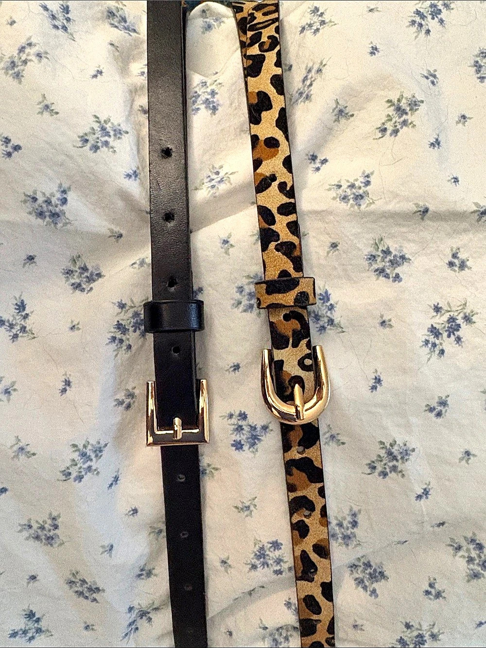 Black & Leopard Print Belt Set